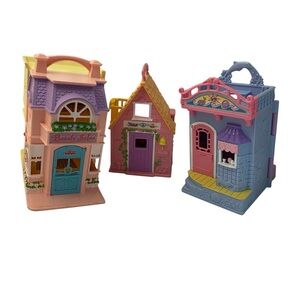 Fisher Price Sweet Streets Lot 3 Playsets Pet Shop & Beauty Salon Camping Cabin